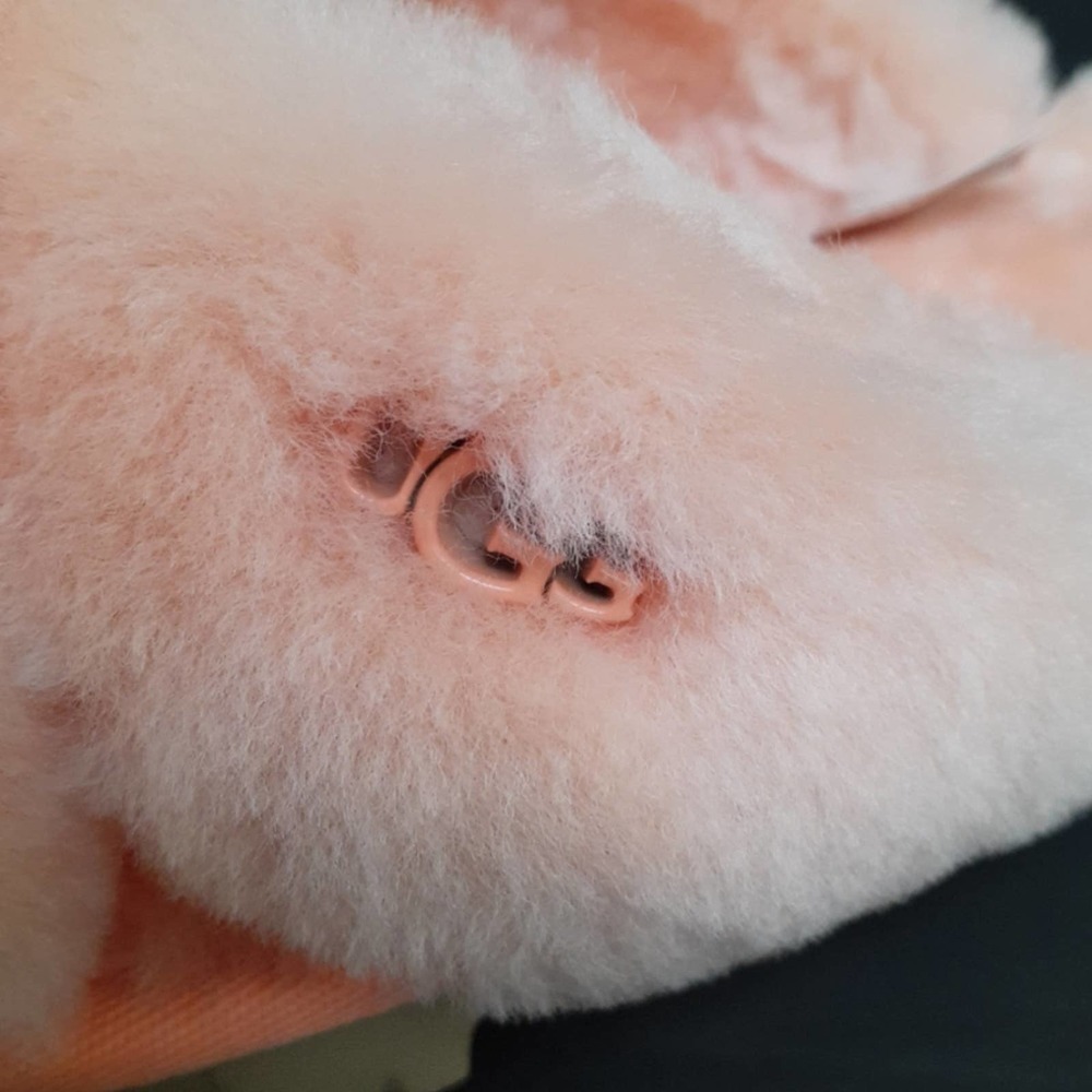 Ugg Fuzzette Beverly Pink Criss Cross Strap Fur Slippers Size 5 - Picture 5 of 12